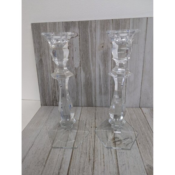 Bohemia Imperial Crystal Candle Holders Lead Czech Republic Set of 2 - Picture 1 of 5